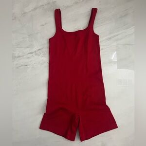 Red ribbed romper